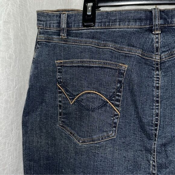 venezia x LB 22 Dark Blue Wash Five Pocket Stretch Denim Pencil Skirt - Picture 6 of 13